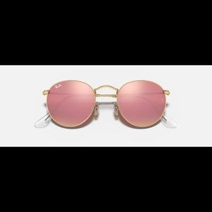 Ray-Ban Unisex Round Flash Lenses in pink and gold